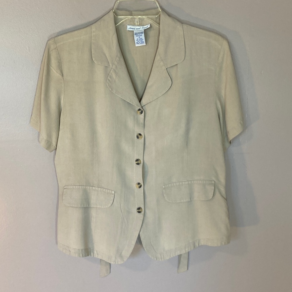 Vintage Anna and Frank Silk Top, Med Petite